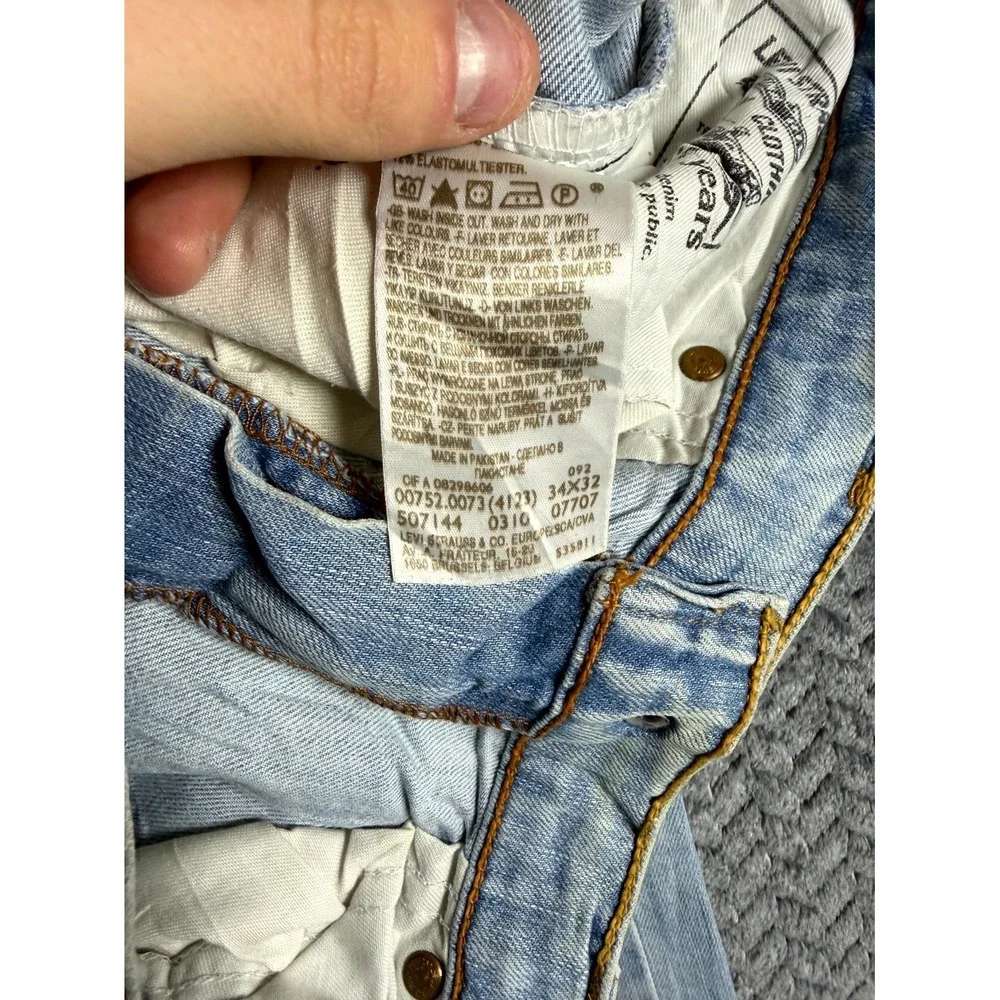 Vintage Levi's 752 Jeans Mens‎ 34x32 Blue Denim Straight Leg Stretch Distressed